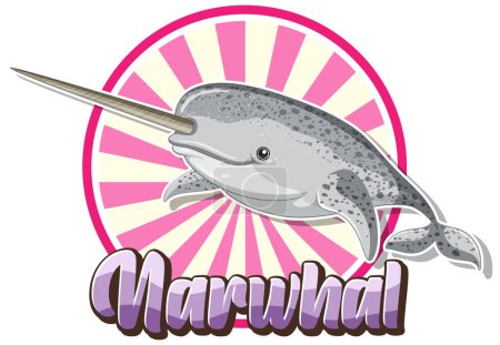 Ilustración de Logo Narwhal con ilustración de carácter de cartón - Imagen libre de derechos