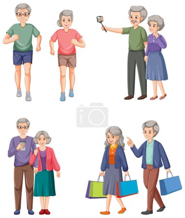 Téléchargez les illustrations : Collection de personnages de personnes âgées illustration - en licence libre de droit