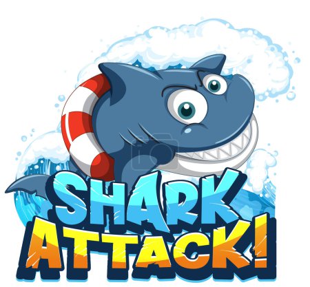 Ilustración de Diseño de fuente para palabras tiburón ataque ilustración - Imagen libre de derechos