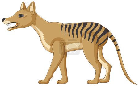 Ilustración de Tigre de Tasmania extinta animal vector ilustración - Imagen libre de derechos