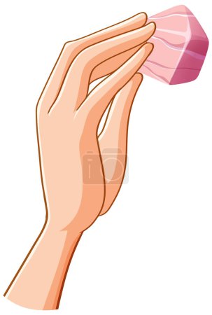 Illustration for Hand holding rose quartz isolated illustration - Royalty Free Image