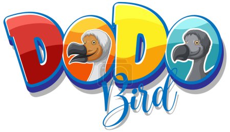 Téléchargez les illustrations : Dodo oiseau extinction animal dessin animé logo illustration - en licence libre de droit