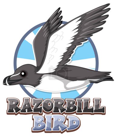 Illustration for Razorbill bird logo with carton character illustration - Royalty Free Image