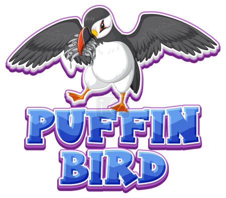 Ilustración de Logo de ave de frailecillo con ilustración de carácter de cartón - Imagen libre de derechos