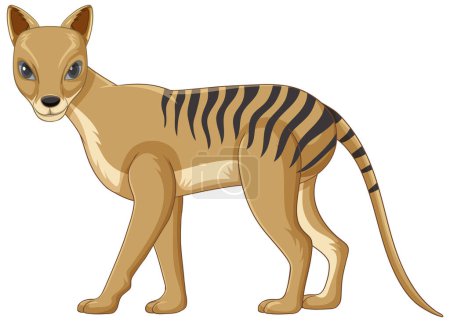 Téléchargez les illustrations : Tasmanie tigre éteint animal vecteur illustration - en licence libre de droit