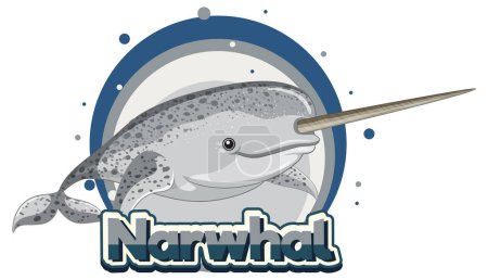Téléchargez les illustrations : Logo Narwhal avec illustration de caractère en carton - en licence libre de droit
