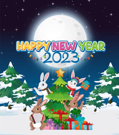 Ilustración de Feliz Navidad y Feliz Año Nuevo 2023 ilustración - Imagen libre de derechos