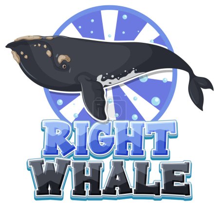 Ilustración de Logo ballena derecha con ilustración de carácter de cartón - Imagen libre de derechos