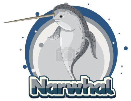 Téléchargez les illustrations : Logo Narwhal avec illustration de caractère en carton - en licence libre de droit