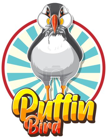 Téléchargez les illustrations : Logo oiseau macareux avec illustration de caractère en carton - en licence libre de droit