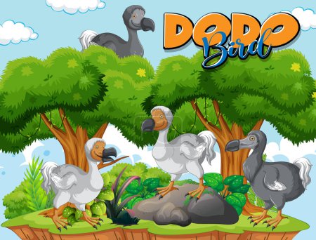 Dodo bird extinction animal cartoon character illustration