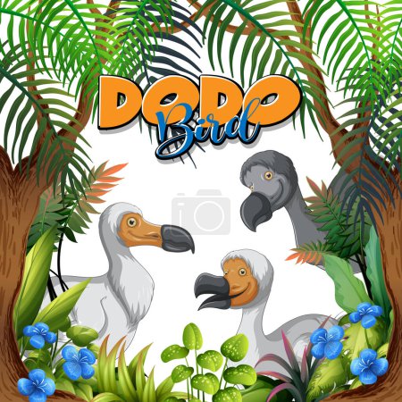 Téléchargez les illustrations : Dodo bird extinction animal cartoon character illustration - en licence libre de droit