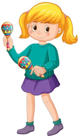 Illustration for A girl playing maracas musical instrument illustration - Royalty Free Image
