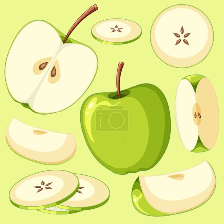 Illustration for Green apple on green background illustration - Royalty Free Image