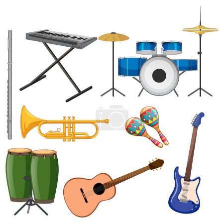 Illustration for Set of various musical instruments illustration - Royalty Free Image
