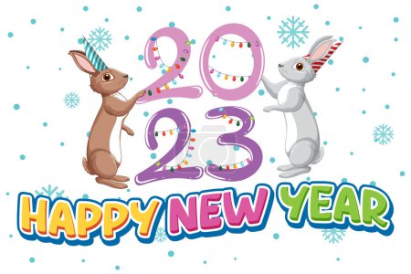 Ilustración de Año del conejo Feliz año nuevo Banner ilustración - Imagen libre de derechos