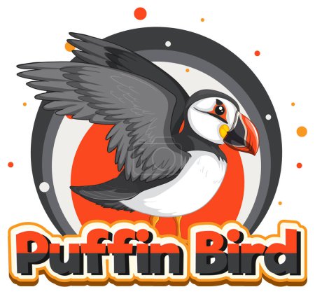 Ilustración de Logo de ave de frailecillo con ilustración de carácter de cartón - Imagen libre de derechos