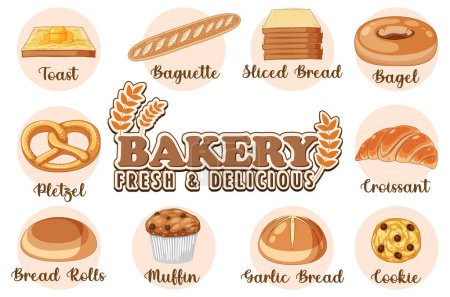 Ilustración de Set de pan y pastelería productos de panadería ilustración - Imagen libre de derechos
