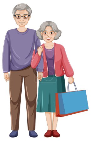 Téléchargez les illustrations : Heureux couple aîné sur fond blanc illustration - en licence libre de droit