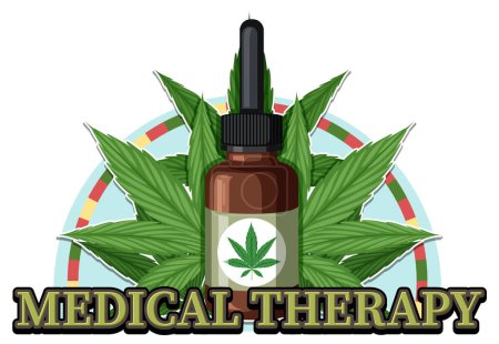 Téléchargez les illustrations : Medical cannabis badge logo illustration - en licence libre de droit