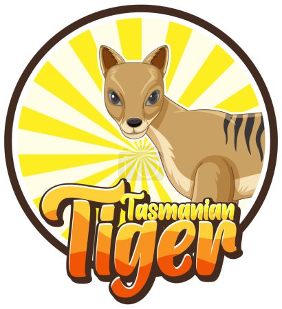 Téléchargez les photos : Tasmanian tiger extinction animal illustration - en image libre de droit