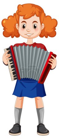 Téléchargez les illustrations : Fille jouant illustration vectorielle accordéon - en licence libre de droit