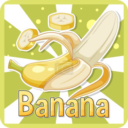 Ilustración de Yellow banana fruit with background illustration - Imagen libre de derechos
