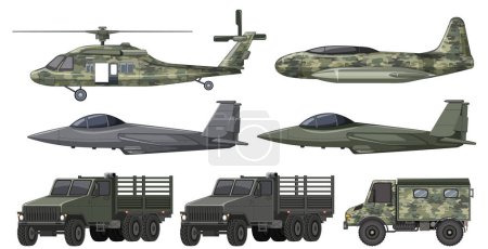 Ilustración de Set of military transportation illustration - Imagen libre de derechos