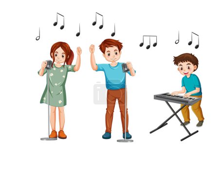 Illustration for Music band kids cartoon illustration - Royalty Free Image