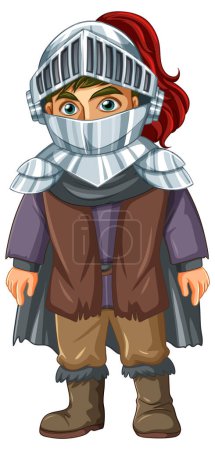Ilustración de Knight wearing helmet armour cartoon character illustration - Imagen libre de derechos