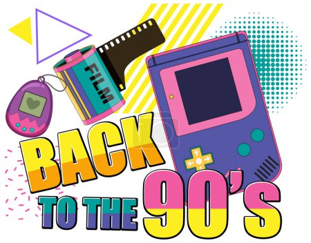 Illustration for Back to the 90s banner template illustration - Royalty Free Image