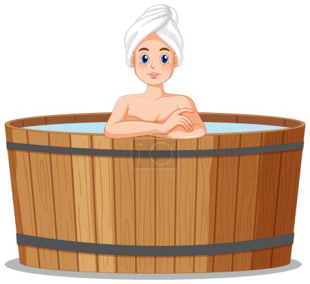 Illustration for Woman in hot tub spa illustration - Royalty Free Image