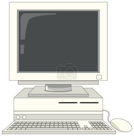 Ilustración de Retro computer device isolated illustration - Imagen libre de derechos