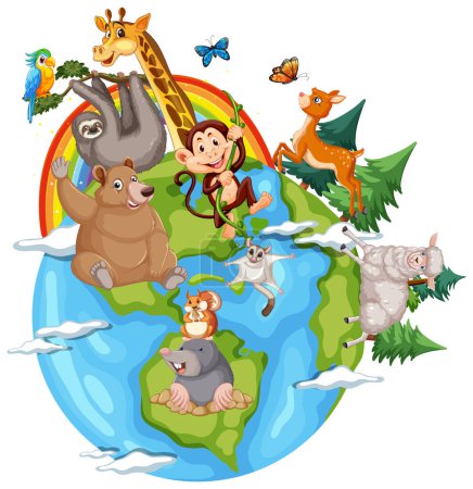 Ilustración de Animals on the planet earth illustration - Imagen libre de derechos