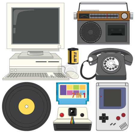 Illustration for Retro device objects and elements set illustration - Royalty Free Image