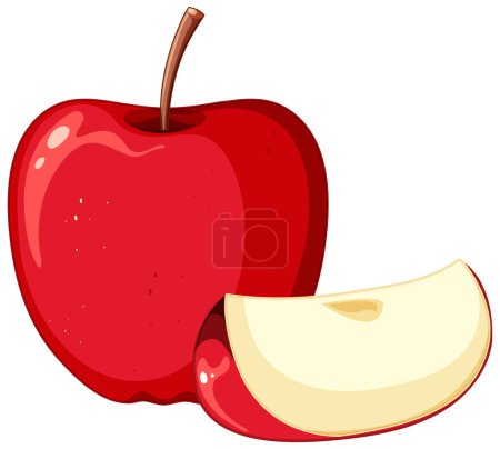 Téléchargez les illustrations : Illustration de dessin animé isolé pomme rouge - en licence libre de droit