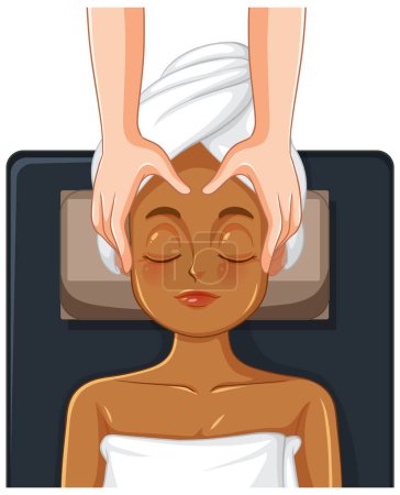 Illustration for Woman gets facial massage spa illustration - Royalty Free Image