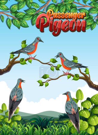 Illustration for Passenger pigeon extinction bird illustration - Royalty Free Image