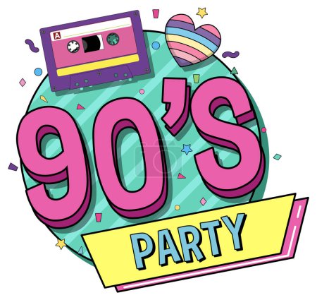 Téléchargez les illustrations : 90s party banner template illustration - en licence libre de droit