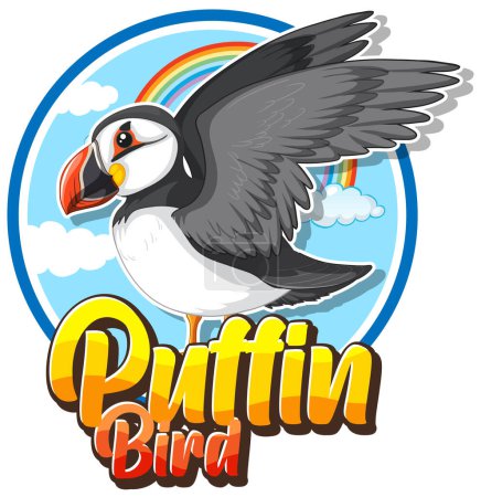 Téléchargez les illustrations : Logo oiseau macareux avec illustration de caractère en carton - en licence libre de droit