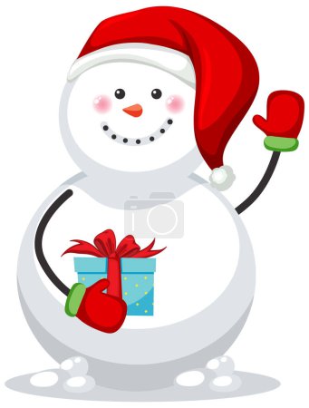 Téléchargez les illustrations : Cute snowman wearing red hat illustration - en licence libre de droit
