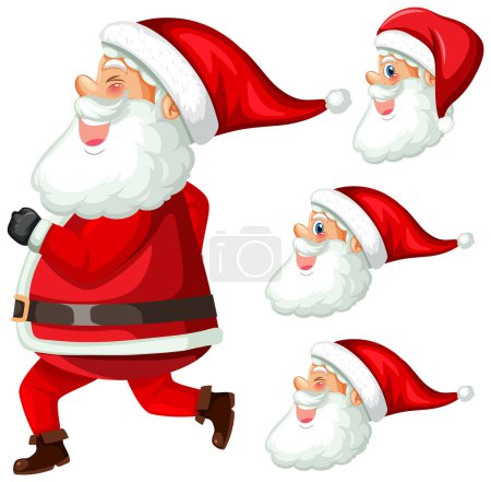 Illustration for Santa Claus cartoon character set illustration - Royalty Free Image