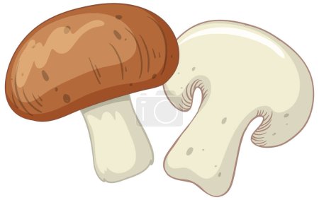 Téléchargez les illustrations : Simple mushroom cartoon isolated illustration - en licence libre de droit