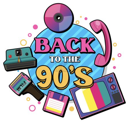Back to the 90s banner template illustration