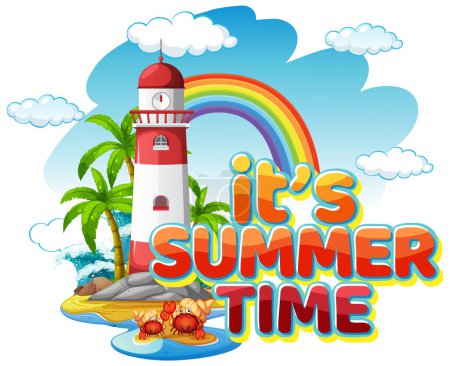 Illustration for Its summer time text banner template illustration - Royalty Free Image