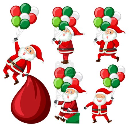 Illustration for Christmas Santa Claus cartoon character set illustration - Royalty Free Image