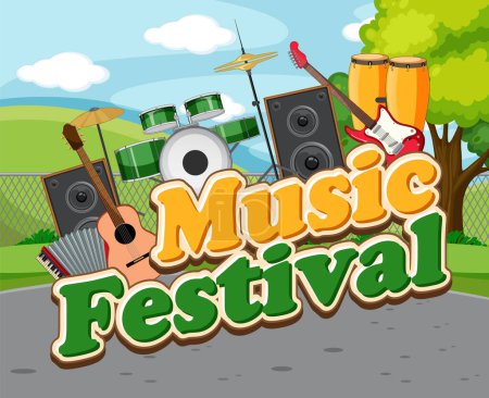 Ilustración de Festival de música texto banner diseño ilustración - Imagen libre de derechos