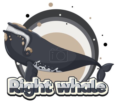 Illustration for Right whale logo with carton character illustration - Royalty Free Image