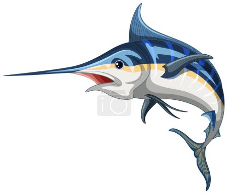 Illustration for Atlantic blue marlin on white background illustration - Royalty Free Image