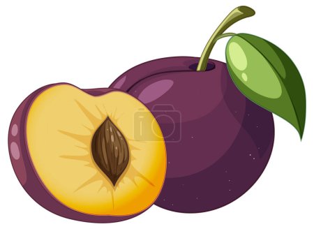 Ilustración de Plum fruit cartoon isolated illustration - Imagen libre de derechos
